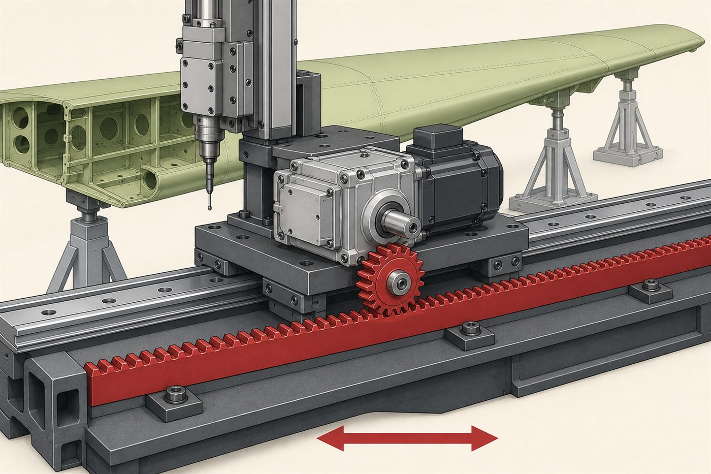 Long-travel axis for aerospace assembly tooling