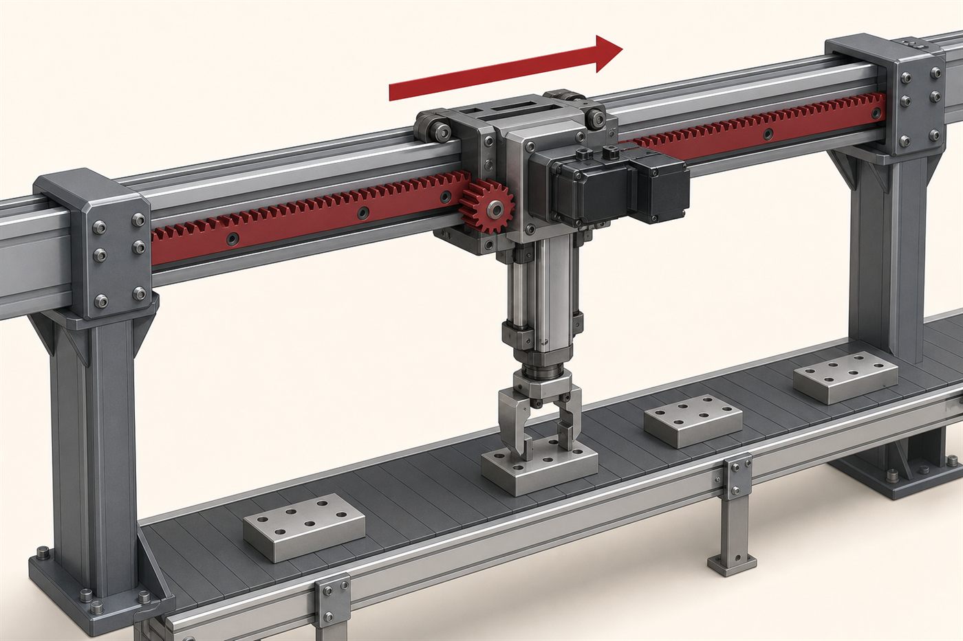 Gantry robot traverse axis